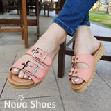 Sandalia Con Dos Hebillas Ajustable Rosado / 34 Normal Zapatos Medianos