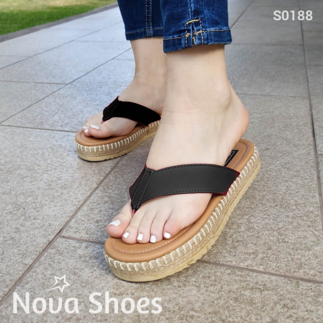 Sandalia Con Una Faja Negro / 35 Normal Zapatos Medianos