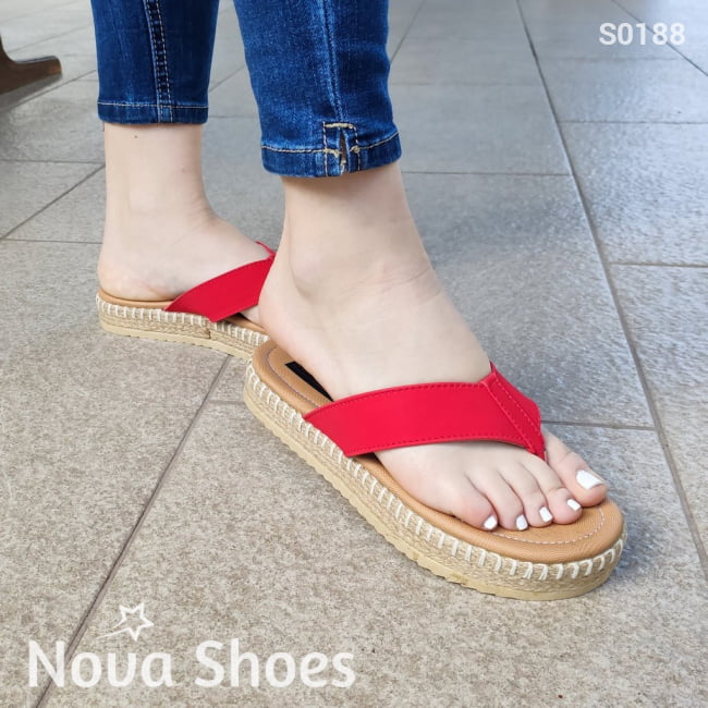 Sandalia Con Una Faja Rojo / 35 Normal Zapatos Medianos