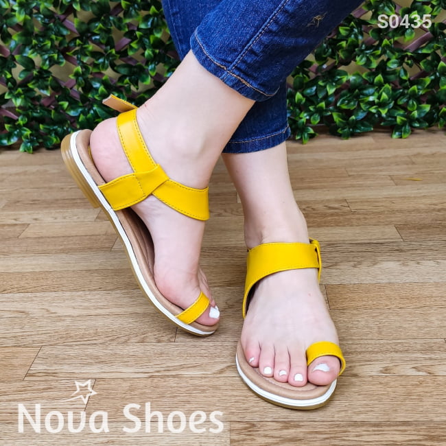 Sandalia De Dedo Comoda Usar. Cuenta Con Hebilla Trasera Amarillo / 35 Normal Zapatos Bajitos