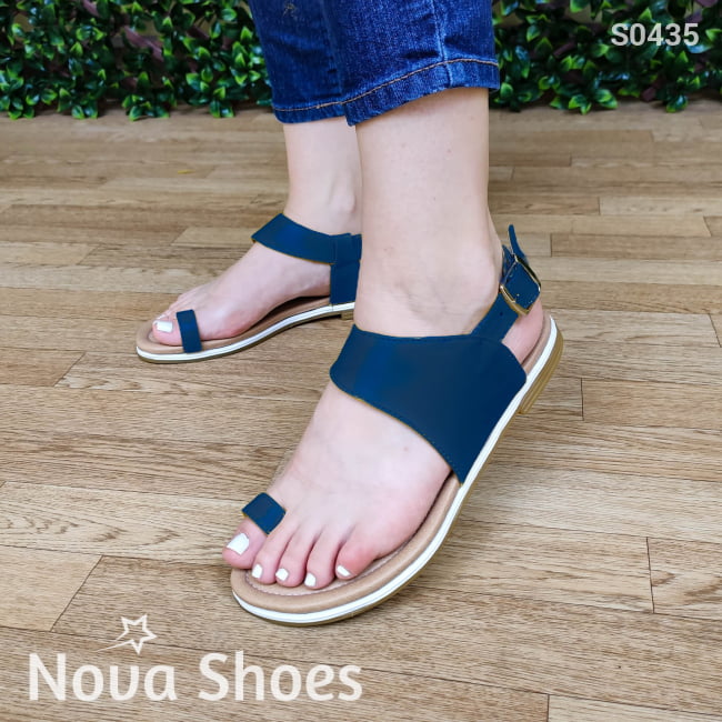 Sandalia De Dedo Comoda Usar. Cuenta Con Hebilla Trasera Azul / 35 Normal Zapatos Bajitos