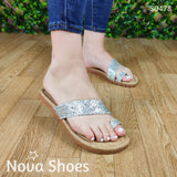 Sandalia De Dedo Escarchada Plateado / 35 Normal Zapatos Bajitos