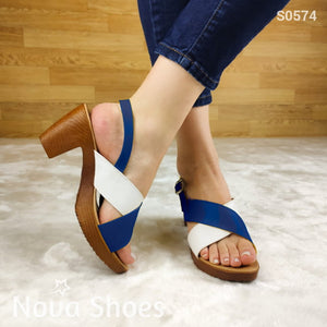 Sandalia De Fajas Cruzadas Colores Azul / Normal Zapatos Medianos