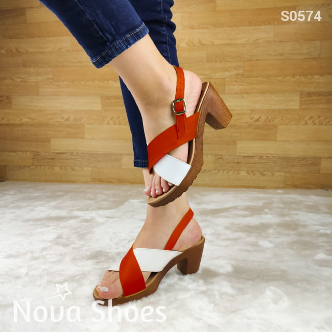 Sandalia De Fajas Cruzadas Colores Rojo / Normal Zapatos Medianos