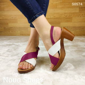 Sandalia De Fajas Cruzadas Colores Morado / Normal Zapatos Medianos