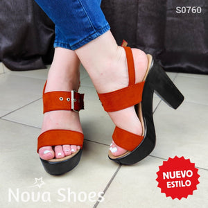 Sandalia De Tacón Negro. Fácil Combinar. Disponible En Varios Colores Rojo / 35 Normal Zapatos Altos