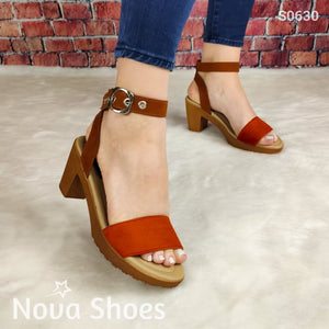 Sandalia De Tacón Pequeño. Colores Combinados Rojo / 35 Normal Zapatos Medianos