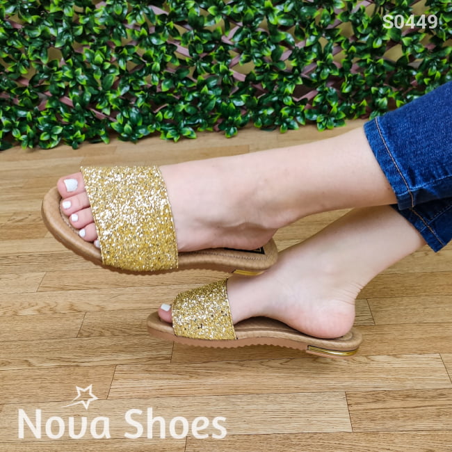 Sandalia Escarchada De Meter Estilo Bajito Cómodo Y Sencillo Zapatos Bajitos