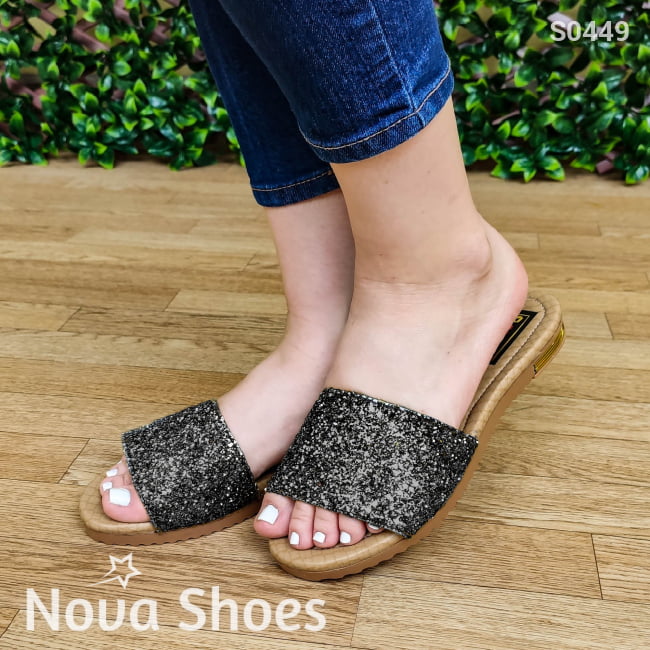 Sandalia Escarchada De Meter Estilo Bajito Cómodo Y Sencillo Zapatos Bajitos