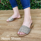 Sandalia Escarchada De Meter Estilo Bajito Cómodo Y Sencillo Zapatos Bajitos