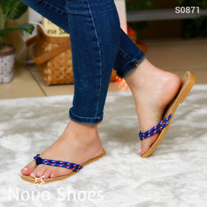 Sandalia Liviana Color Azul Diseño Relajado Y Sencillo Zapatos Bajitos
