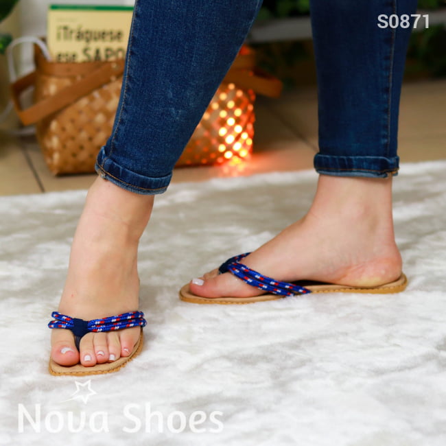Sandalia Liviana Color Azul Diseño Relajado Y Sencillo Zapatos Bajitos