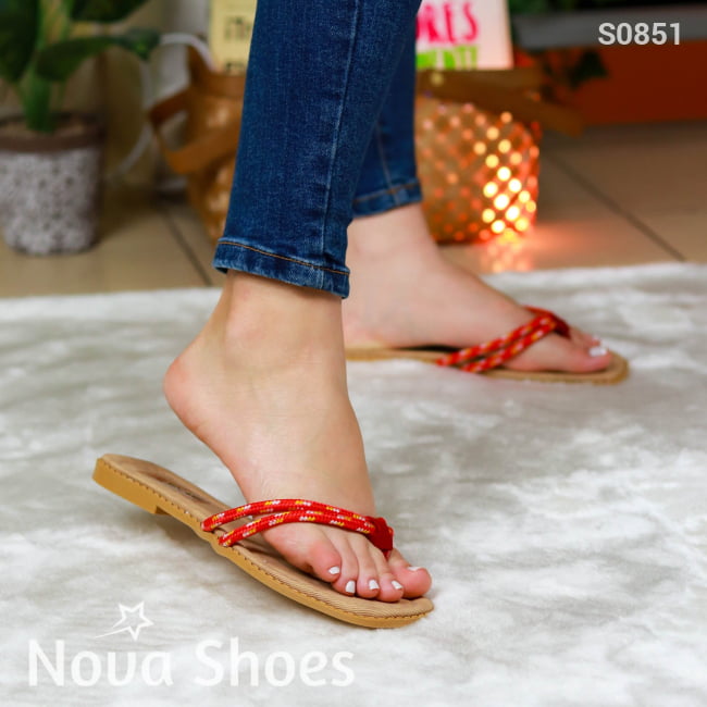 Sandalia Liviana Color Roja Diseño Relajado Y Sencillo Zapatos Bajitos