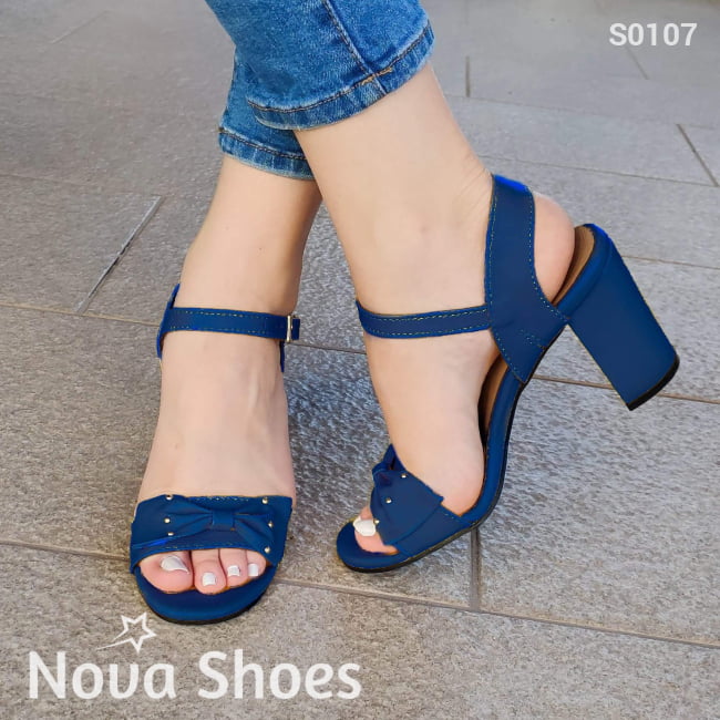 Sandalia Mediana Con Un Chongo Enfrente Azul / 35 Normal Zapatos Medianos