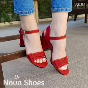 Sandalia Mediana Con Un Chongo Enfrente Rojo / 35 Normal Zapatos Medianos