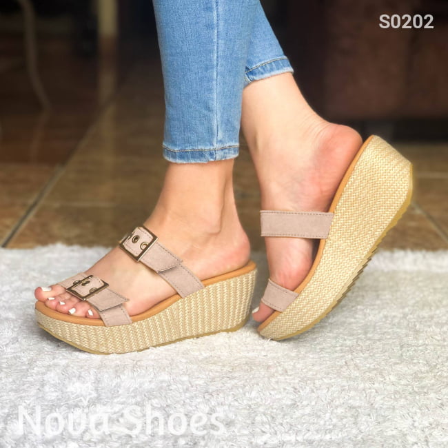 Sandalia Plataforma Mediana Ajustable De Gamuza. Elige Tu Color Favorito Beige / 34 Normal Zapatos