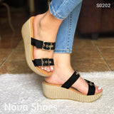 Sandalia Plataforma Mediana Ajustable De Gamuza. Elige Tu Color Favorito Negro / 34 Normal Zapatos