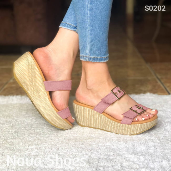 Sandalia Plataforma Mediana Ajustable De Gamuza. Elige Tu Color Favorito Rosado / 34 Normal Zapatos