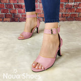 Sandalia Que Muestra Tus Dedos Tacon Cuadrado No Tan Alto. Faja Trasera Con Hebilla Rosado / 35