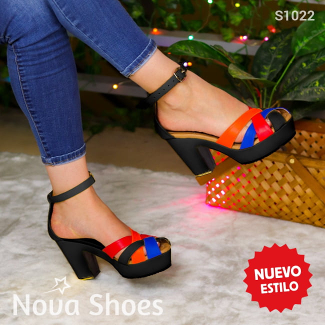 Sandalias Coloridas De Tacón Alto: Estilo Vibrante Y Veraniego Zapatos Medianos