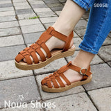 Sandalias Con Fajas Cruzadas Excelente Soporte Cafe / 35 Normal Zapatos Bajitos