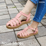 Sandalias Con Fajas Cruzadas Excelente Soporte Rosado / 35 Normal Zapatos Bajitos