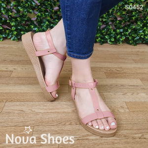 Sandalias Con Fajas Delgadas Rosado / 35 Normal Zapatos Bajitos
