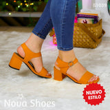 Elegancia Moderna: Tacones Con Correa Y Hechos De Cuerina (Copia) Anaranjado / 35 Normal Zapatos