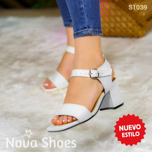 Elegancia Moderna: Tacones Con Correa Y Hechos De Cuerina (Copia) Blanco / 35 Normal Zapatos