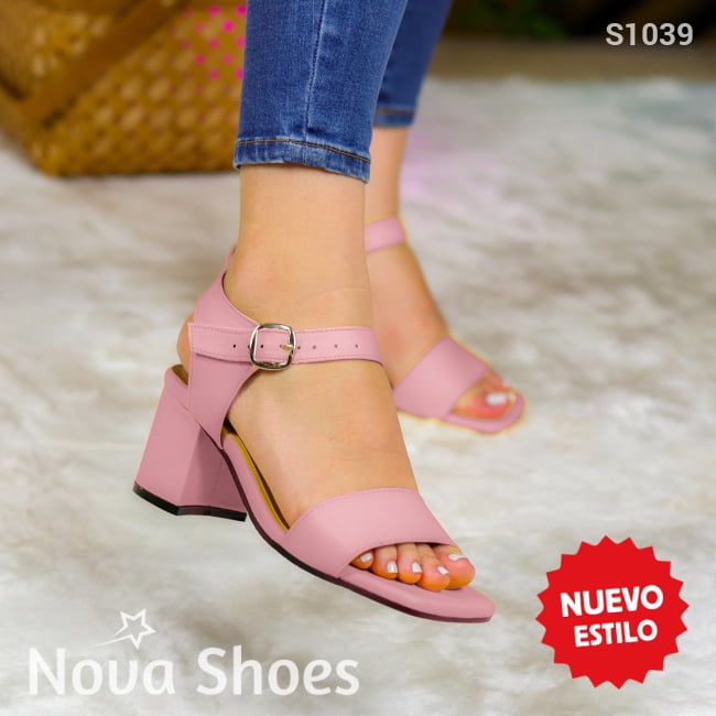 Elegancia Moderna: Tacones Con Correa Y Hechos De Cuerina (Copia) Rosado / 35 Normal Zapatos