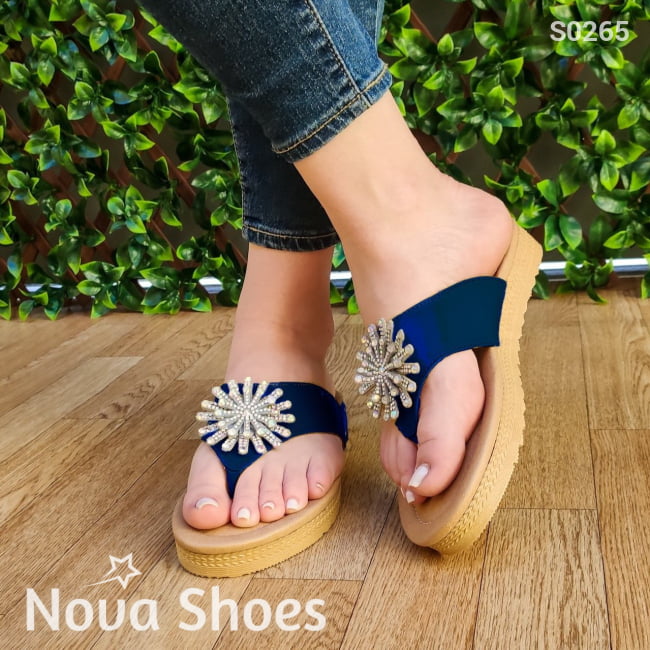 Sandalias De Charol Muy Femeninas Azul / 35 Normal Zapatos Bajitos