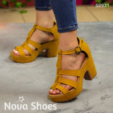 Sandalias De Tacón Grueso En Gamuza. Toque Suave Para Una Silueta Definida Amarillo / 35 Normal