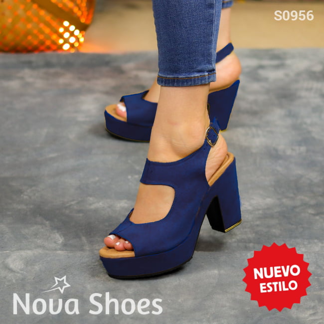 Sandalias De Tacon Para Uso Versatil Azul / 35 Normal Zapatos Altos