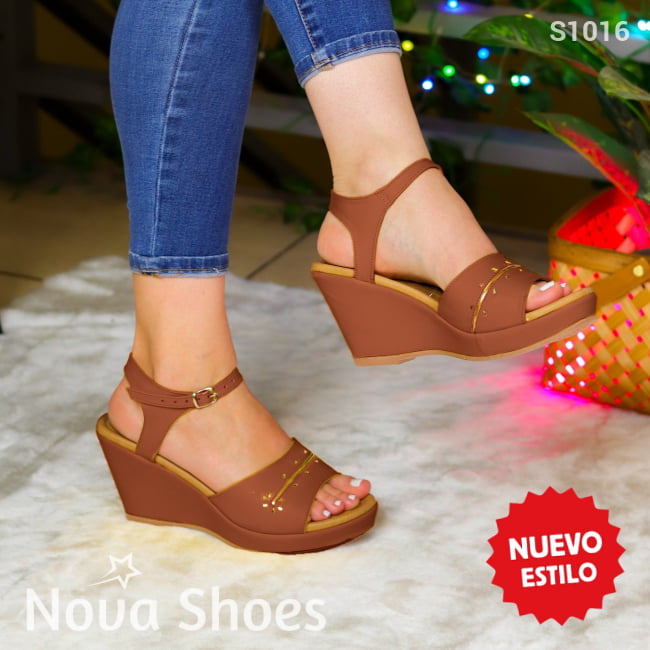 Sandalias Elevadas Con Ajuste Perfecto Cafe / 35 Normal Zapatos Medianos
