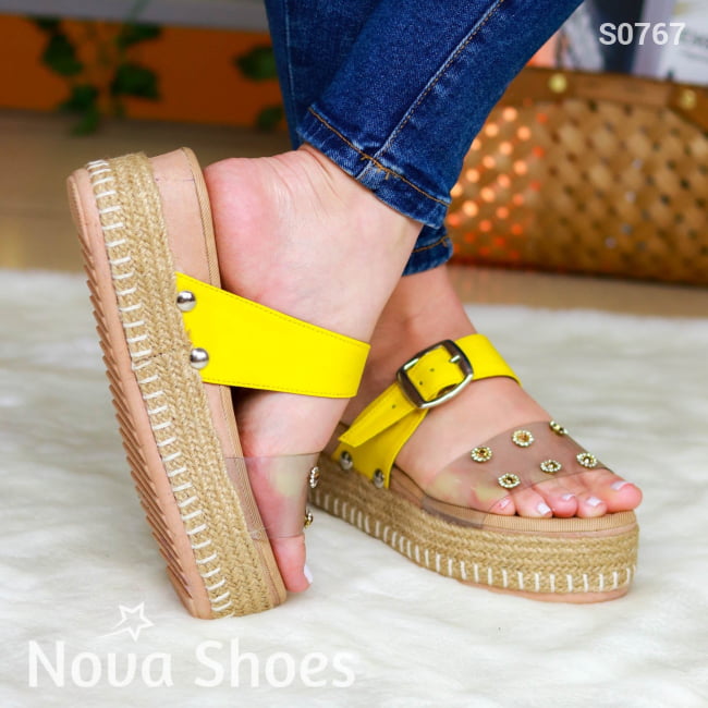 Sandalias Faciles De Combinar Con Cualquier Ropa Plataforma Amarillo / 35 Normal Zapatos Medianos