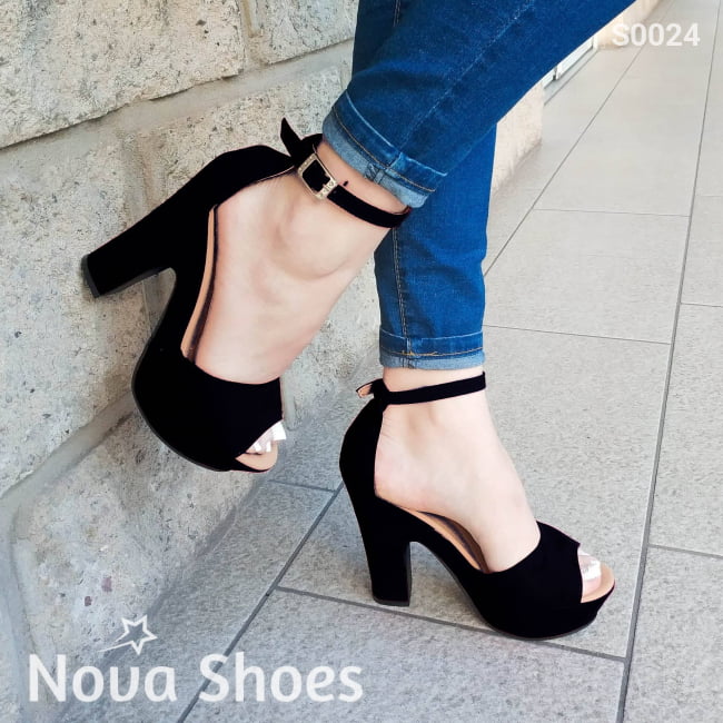 Sexy Estilo Abierto De Enfrente Faja Gruesa Buen Soporte En La Parte Atras Negro / 35 Normal Zapatos