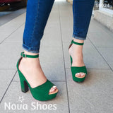 Sexy Estilo Abierto De Enfrente Faja Gruesa Buen Soporte En La Parte Atras Verde / 35 Normal Zapatos