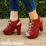 Sexy Tacon Hecho De Gamuza Con Cordones Para Mejor Ajuste Rojo / 35 Normal Zapatos Altos