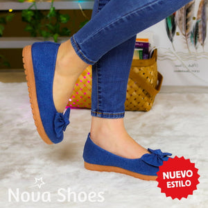 Suavidad Y Estilo: Flats De Jean Con Chongo 37 / Normal Zapatos Bajitos