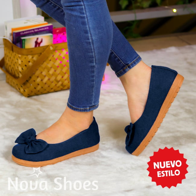 Suavidad Y Estilo: Flats De Jean Con Chongo 36 / Normal Zapatos Bajitos