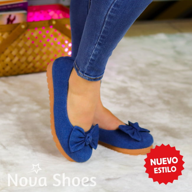 Suavidad Y Estilo: Flats De Jean Con Chongo 35 / Normal Zapatos Bajitos