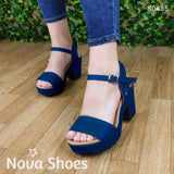 Suela De Tacon Cuadrado No Tan Alto Azul / 35 Normal Zapatos Medianos