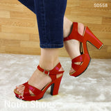 Tacon De Charol Peso Liviano. Hermoso Estilo Rojo / 35 Normal Zapatos Altos