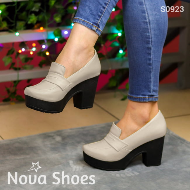 Tacón Mediano En Tonos Vibrantes. Estilo Y Confort Con Carácter Beige / 35 Normal Zapatos Medianos