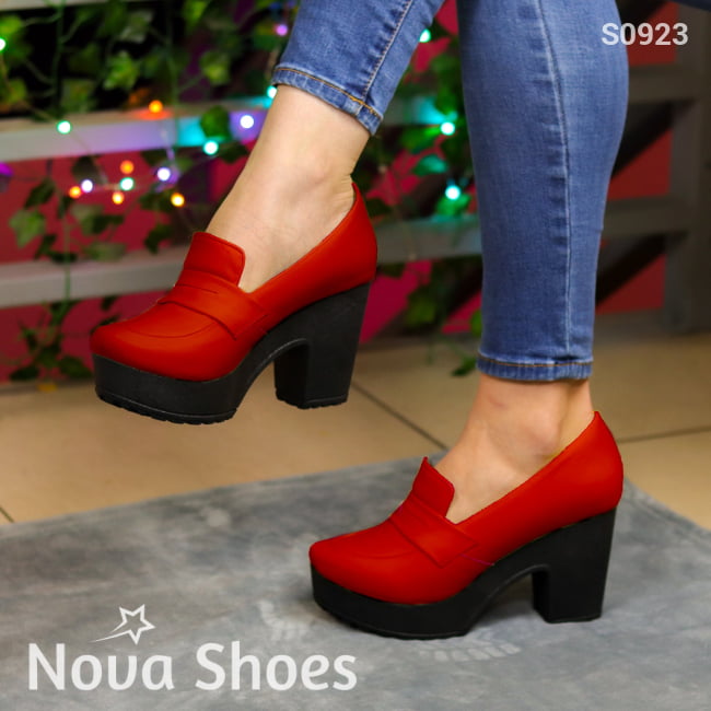Tacón Mediano En Tonos Vibrantes. Estilo Y Confort Con Carácter Rojo / 35 Normal Zapatos Medianos