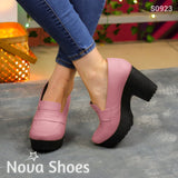 Tacón Mediano En Tonos Vibrantes. Estilo Y Confort Con Carácter Rosado / 35 Normal Zapatos Medianos