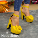 Tacones Altos Con Chongo Amarillo / 35 Normal Zapatos