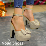 Tacones Altos Con Chongo Beige / 35 Normal Zapatos