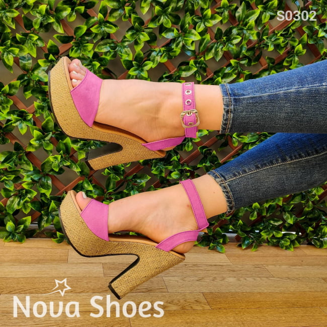 Tacones De Gamuza Y Forrados Bramante Fucsia / 35 Normal Zapatos Altos