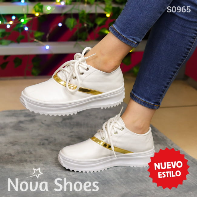 Tenis Con Destellos Metálicos: Trendy Y Confort Dorado / 35 Normal